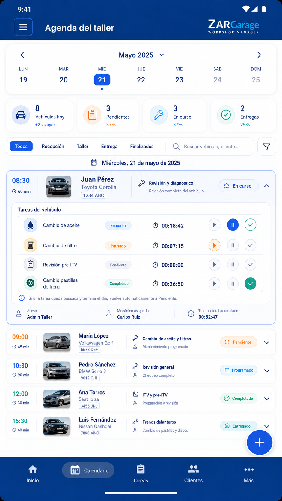 Agenda de ZARGarage en Android