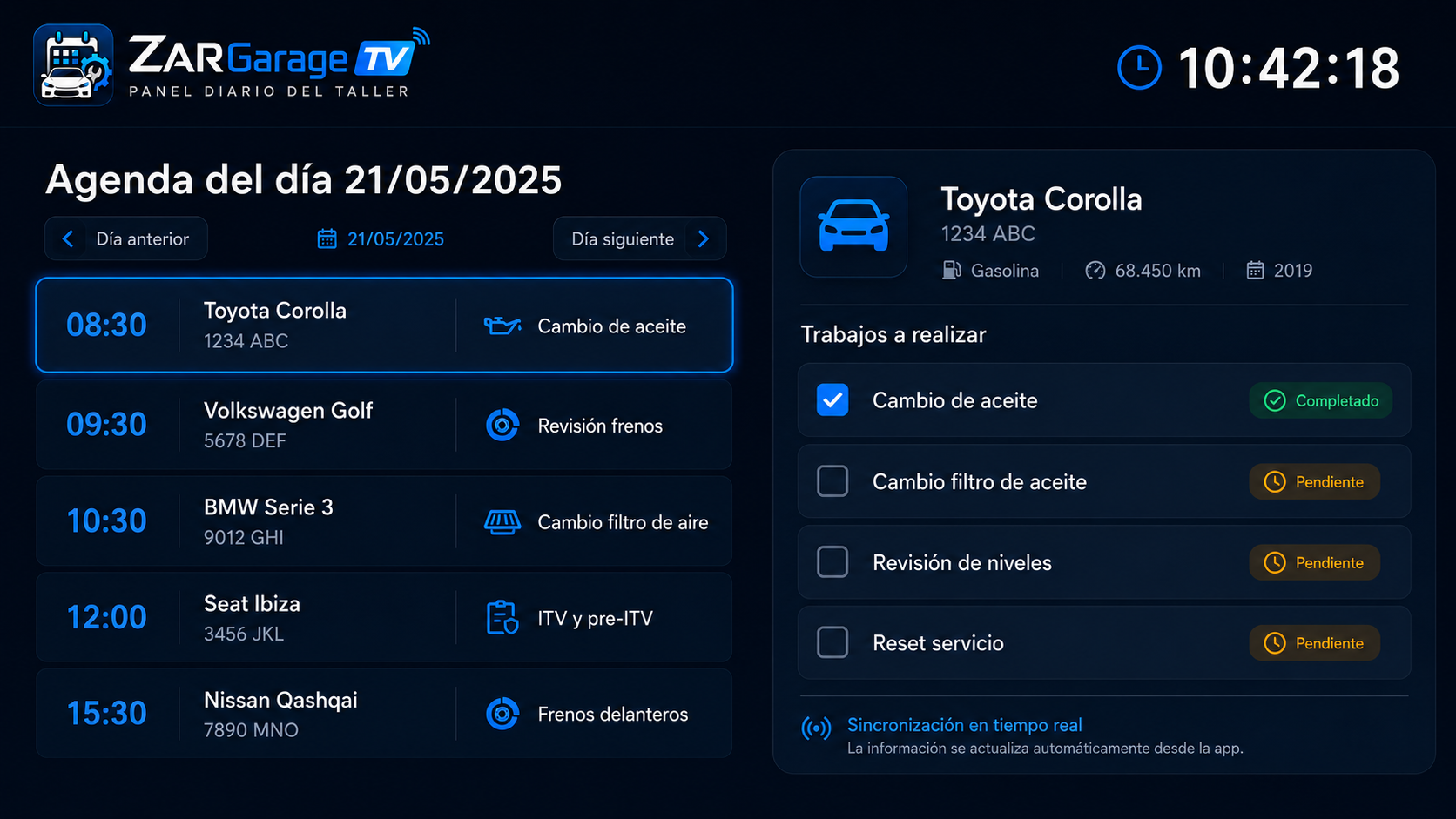 Agenda diaria de ZARGarage en Android TV